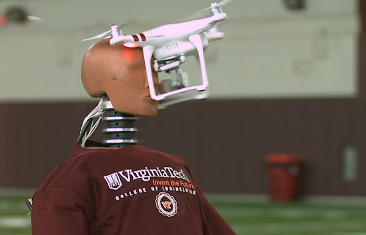 Virginia Tech test impact van een drone